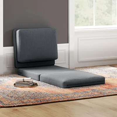 Produktbild von SUGIFT Bodensofa Chaiselongue, Bodensessel faltbar mit Kissen, Polster Schlafsofa, Dunkelgrau  |  3-in-1 Wandelbar  |  268 x 75 x 18 cm