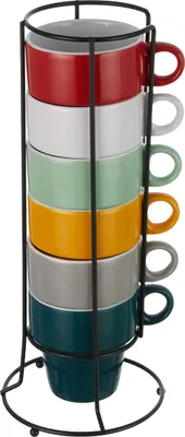 Image de Set de 6 gobelets avec support, couleurs assorties