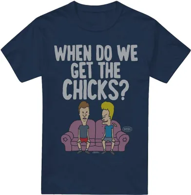Immagine prodotto di Beavis & Butthead - "Quando prendiamo le ragazze?" Maglietta per bambini TV6313 (S) (Marineblau)