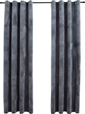 Immagine prodotto di Tende Oscuranti con Anelli 2 pz Antracite in Velluto 140x225 cm
