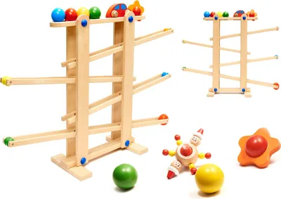Obrázek produktu pro Dřevěná montessori kuličková dráha XXL