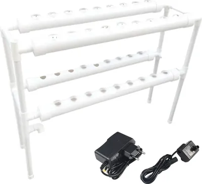 Obrázok produktu pre Hydroponická súprava na pestovanie rastlín, 2-stupňový systém, 36 otvorov na sadenie, vodné čerpadlo DC 12V, rozmery 95x30x65 cm, nosnosť 15 kg