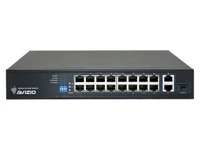 Zdjęcie produktu dla Przełącznik AVIZIO 16x RJ45 PoE 100Mb/s + 2x RJ45 Uplink 1Gb/s