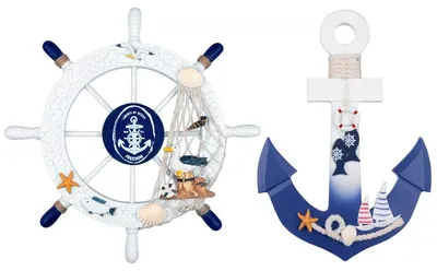Image de Décoration de volant de bateau en bois, 28 cm, lot de 2