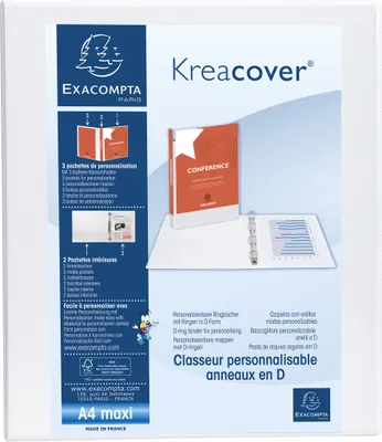 Produktbild von Exacompta 10x Ringbuch PP 2Ring 25mm in D-Form Rücken 47mm A4 Maxi Weiß 51826E