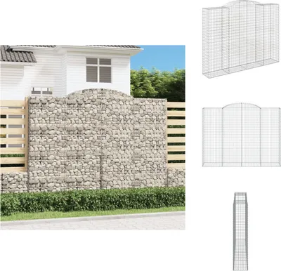 Productafbeelding van vidaXL Gabion met hoge boog, 300x50x220/240 cm, verzinkt staal - Bloempotten en plantbakken