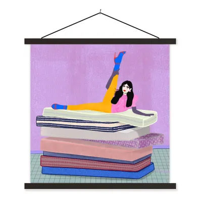 Produktbild von MuchoWow® Textilposter Frau - Vintage - Pastell 40x40 cm mit schwarzem Rahmen - Fotos