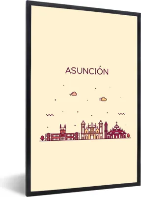 Produktbild von MuchoWow® Gerahmtes Poster Skyline - Asunción - Lateinamerika 40x60 cm - Poster mit Schwarzem Bilderrahmen Wandposter Rahmen Foto Bilder - Papierdruck - Wandbilder