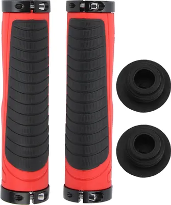 Produktbild von Mountainbike Weiche Lenkergriff Fahrrad Fahrrad Doppelschloss Antislip Gummi Griff (schwarz rot)