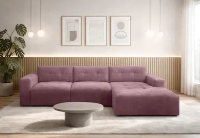 Produktbild von AX LIVING Couch in L Form Corlu Rosa Sofa für Wohnzimmer 310 cm R