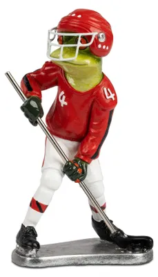 Produktbild von Dekofigur Frosch Eishockeyspieler rot H. 17cm grün Formano Froschhausen