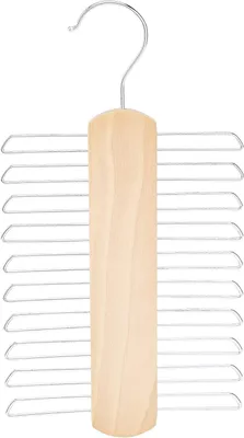 Imagen del producto de Soporte para cinturones y sujetadores - Juego de 2 - Madera con 20 ganchos - Para barra de ropa - Color natural