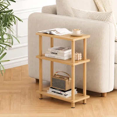 Productafbeelding van Smalle Bijzettafel 3 Niveaus Hout 40x18x61.5 cm