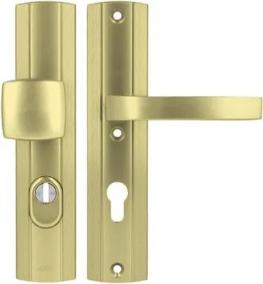 Zdjęcie produktu dla Klamka Axa PRESTIGE 72 WB klasa 3 z zabezpieczeniem wkładki FLEX (ochrona przeciwpożarowa), kolor F3 - złoty (grubość drzwi 74-83 mm)