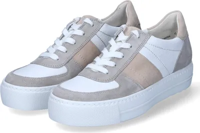 Produktbild von Paul Green Damen sportliche Halbschuhe/ Low Sneaker Weiß/Beige Leder-Textil-Mix Größe: 31/2