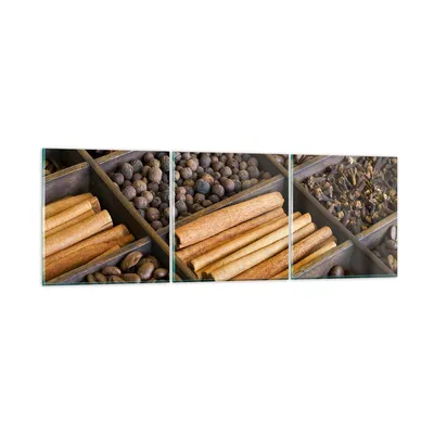 Produktbild von Bilder auf glas - Zimt Vanille Kaffee Getreide - 90x30cm - Glasbilder - Wandbilder - Kunstdruck - zum Aufhängen bereit - Wanddekoration aus Glas - Glas Bilder - Wandbild auf Glas - GCA90x30-2311