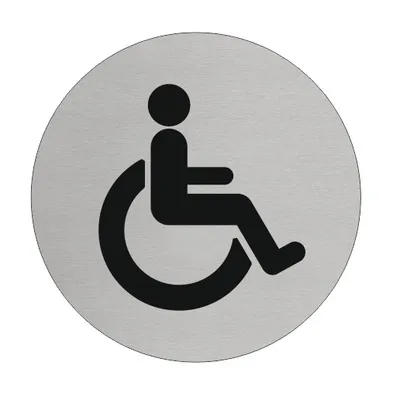 Obrázok produktu pre CombiCraft Hliníkový štítok na dvere 'Disabled' Ø75 mm s 3M páskou