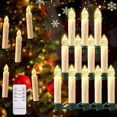 Produktbild von cimetech 12er Weihnachtsdeko Weihnachtsbaum Kerzen Timer & Fernbedienung