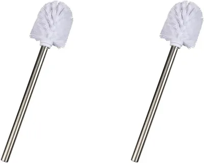 Produktbild von Ersatz-Toilettenbürste mit mattweißem Edelstahlgriff – für WC-Sets, Edelstahl, 8 x 35 x 8 cm, matt (2er-Pack)