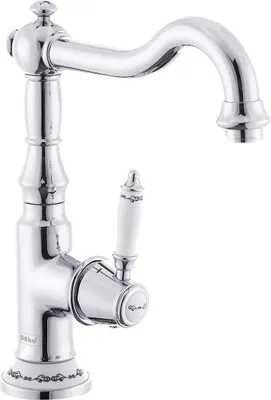 Produktbild von Retro Wasserhahn Einhebelmischer Spültischbatterie Waschtischarmatur mit Schwenkarm nostalgisches Design, chrom