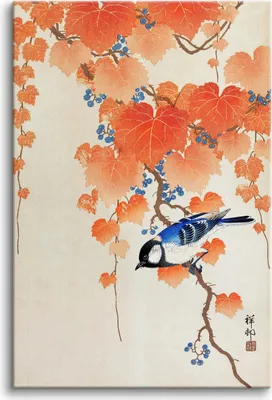 Produktbild von Leinwandbild – Kohlmeise auf einer Paulownienzweig, Ohara Koson 60x90 cm