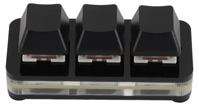 Obrázok produktu pre 3-tlačidlová mini klávesnica USB – mechanická herná klávesnica s RGB podsvietením, programovateľná klávesnica s červenými spínačmi pre kancelársku prácu, čierna