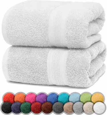 Produktbild von Frottier Duschtücher 2er Pack 70x140cm, 100% Baumwolle, Weiß