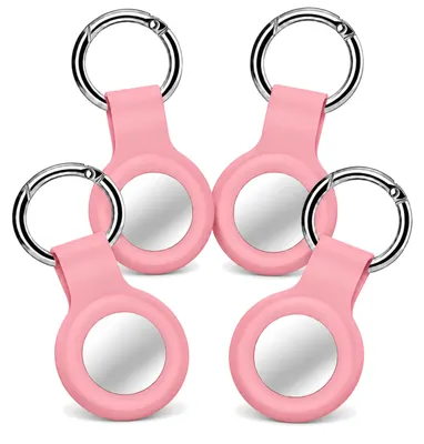 Produktbild von 4x AirTag Anhänger Rosa – AirTag Schlüsselanhänger / Hülle – Silikon Cover Case für Apple AirTag – 4er-Set