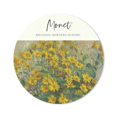 Produktbild von MuchoWow® Mauspad Mousepad Gemälde - Topinamburblüten - Monet 30x30 cm - Mousepads - Maus Mat - Pad - Mausunterlage - Tischunterlage - Schreibtischmatten