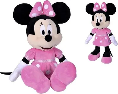 Image de Peluche Minnie Mouse en robe rose, 70 cm - Grande peluche