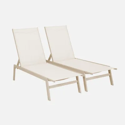 Immagine prodotto di Set 2 lettini prendisole in acciaio multiposizione, Beige