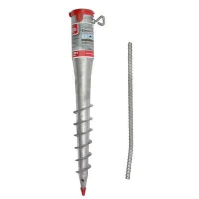 Produktbild von DEMA Einschraubbodenhülse, verzinkt, L 59 cm, Außen-Ø 7,1 cm, Wandstärke 2,0 mm, für Pfosten 25-64 mm Ø, Einstecktiefe 13-45 cm, mit Erdungsbolzen, konisch, ohne Graben & Vorbohren, inkl. Eindrehwerkzeug & Reduzieradapter, für Wäschespinnen, Sonnenschirme, Zaunpfosten, Antennen, Briefkästen