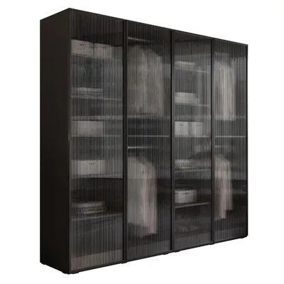 Produktbild von Kippschrank SANDBOX MODERN 200, mit LED Belechtung, Graphitschwarz / Riffelglass