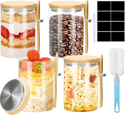 Produktbild von Hochwertige Kräuterpotte - Set von 4 - Borosilikatglas - Luftdicht
