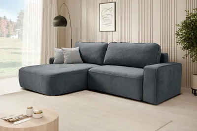 Produktbild von Ecksofa TORRE - Links seite Eckcouch L-Form mit Schlaffunktion & Bettkasten - Grau (Velo635)