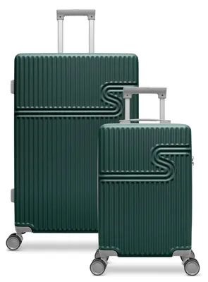 Produktbild von Kofferset 2-teilig - Handgepäck Koffer 28L- Reisekoffer 86L - Hartschale Trolley Koffer - TSA-Zahlenschloss - Jungle Green