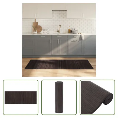 Produktbild von The Living Store Teppich Rechteckig Dunkelbraun 80x200 cm Bambus