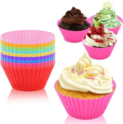 Produktbild von 32 Stš¹ck Silikon Muffinf?rmchen Wiederverwendbare Cupcake Backform