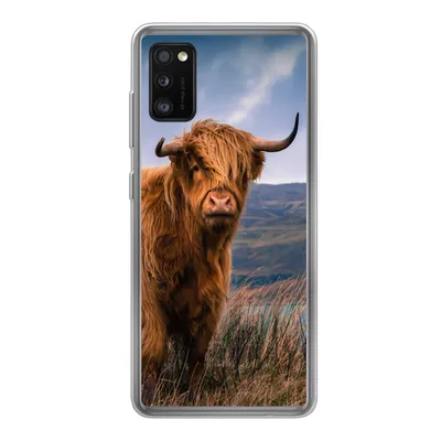 Produktbild von MuchoWow® Handyhülle Schutzhülle Hülle für Samsung Galaxy A41 Schottischer Highlander - Berg - Wasser - Natur - Kuh Silikon Softcase Handy Hülle - Mobiltelefon