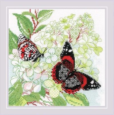 Image de Riolis Blackwork set point de croix "La joie de l'été", motif à compter, 20x20cm