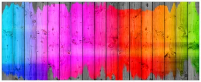 Produktbild von Wallario Wandbild aus Acryl, 200 x 80 cm, freischwebende Optik - Holzpaneel - Bemaltes buntes Holz