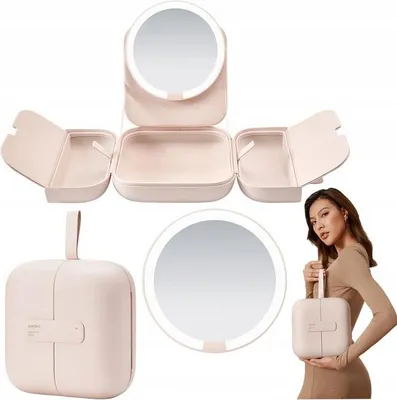 Zdjęcie produktu dla Lusterko do makijażu Przenośne lustro z oświetleniem LED KOSMETYCZKA AMIRO