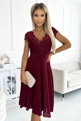 Obrázok produktu pre Numoco Dámske krajkové šaty Linda bordo L