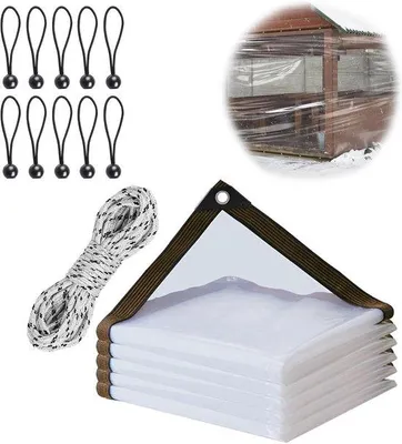 Immagine prodotto di Nastro di copertura trasparente e impermeabile - 1,5 x 2 metri - Con anelli e corda