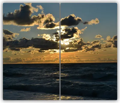 Produktbild von Tulup Glas-Herdabdeckplatte - 2x30x52cm - Glaskeramikkochfeld-Abdeckung Spritzschutz Zweiteilig Sonnenuntergang Meer