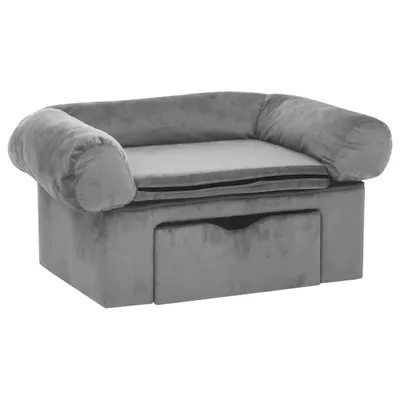 Produktbild von Hundesofa mit Schublade Grau 75x50x38 cm Plüsch