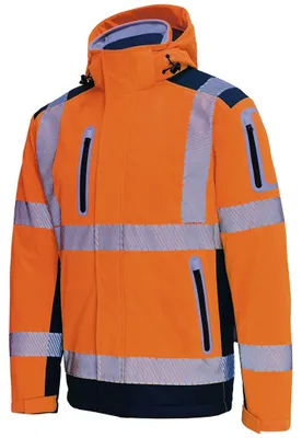 Produktbild von Vizwell Warnschutz-Wintersoftshelljacke 3 in 1 VW177D Gr. 2XL leuchtorange/marine
