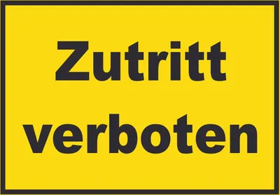 Produktbild von Zutritt verboten Schild gelb-schwarz A1 Rückseite selbstklebend