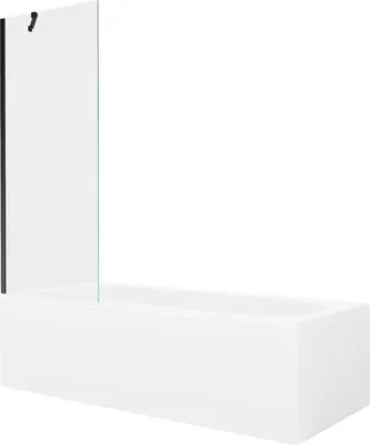 Produktbild von Mexen Vega rechteckige Badewanne 180 x 80 cm mit Verkleidung und 1-flügliger Duschabtrennung 70 cm, transparent, Schwarz - 55011