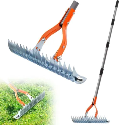 Produktbild von Handvertikutierer, Stahl Gartenrechen, verstellbarer Griff, zur Moosentfernung